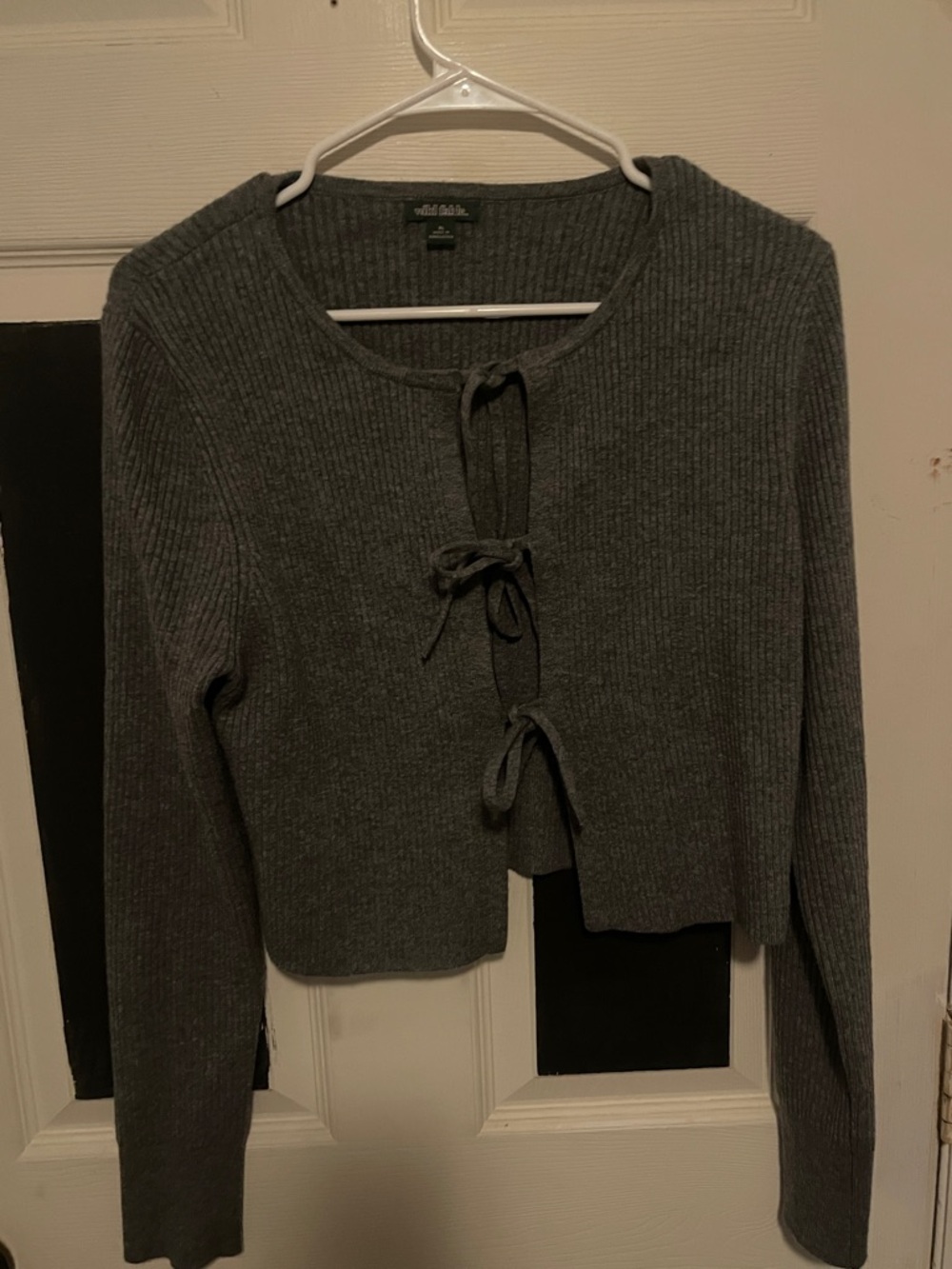 Wild Fable Tie-Front Ribbed Cropped Cardigan